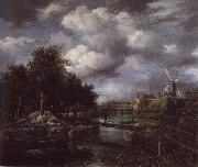 Jacob van Ruisdael Landscape with a windmill  near town Moat china oil painting reproduction